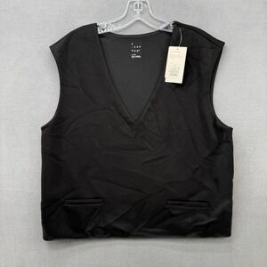 A New Day Womens Black V-Neck Tailored Vest Sleeveless Top Large NWT 5GYWW8